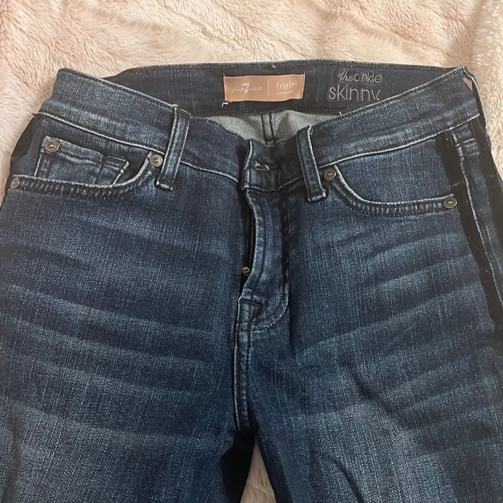 Cute 7 skinny jeans with velvet double stripe